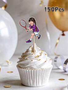 10/25/50/100/150個個性化舉重杯子蛋糕裝飾插牌，客製化健身房生日裝飾－個性化照片臉－客製化派對裝飾，派對與慶祝裝飾 - 多色5 - 查看 23