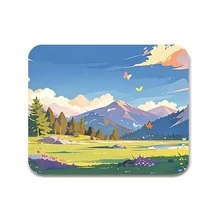 油畫藍天白雲草原遊戲滑鼠墊，防滑橡膠桌墊，滑順表面，適用於電腦筆電辦公室居家，自然抽象藝術裝飾，開學用品 - B - 查看 17