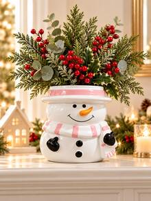 Christmas Snowman Vase Winter Home Decor, Holiday Flower Stand Living Room Tabletop Centerpiece Decoration, Holiday Decoration, Christmas Party Seasonal Display Decor - Multicolor - View 8