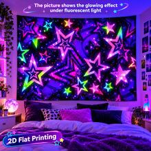 2D Flat Glow-In-The-Dark Mural, Neon Rainbow Starburst Design, Suitable For Bedroom, Living Room And Office. Retro Aesthetic Style Game Room Decor, Holiday And Party Decor, College Dorm Decor - Multicolor - View 7