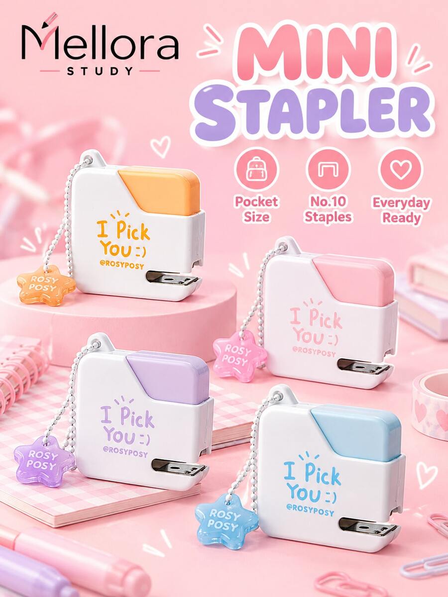 Cute Mini Sugar Cube Stapler, Portable Pocket Stapler With Star Pendant, No.10 Staples For Student School Office - Multiple Styles - View 1
