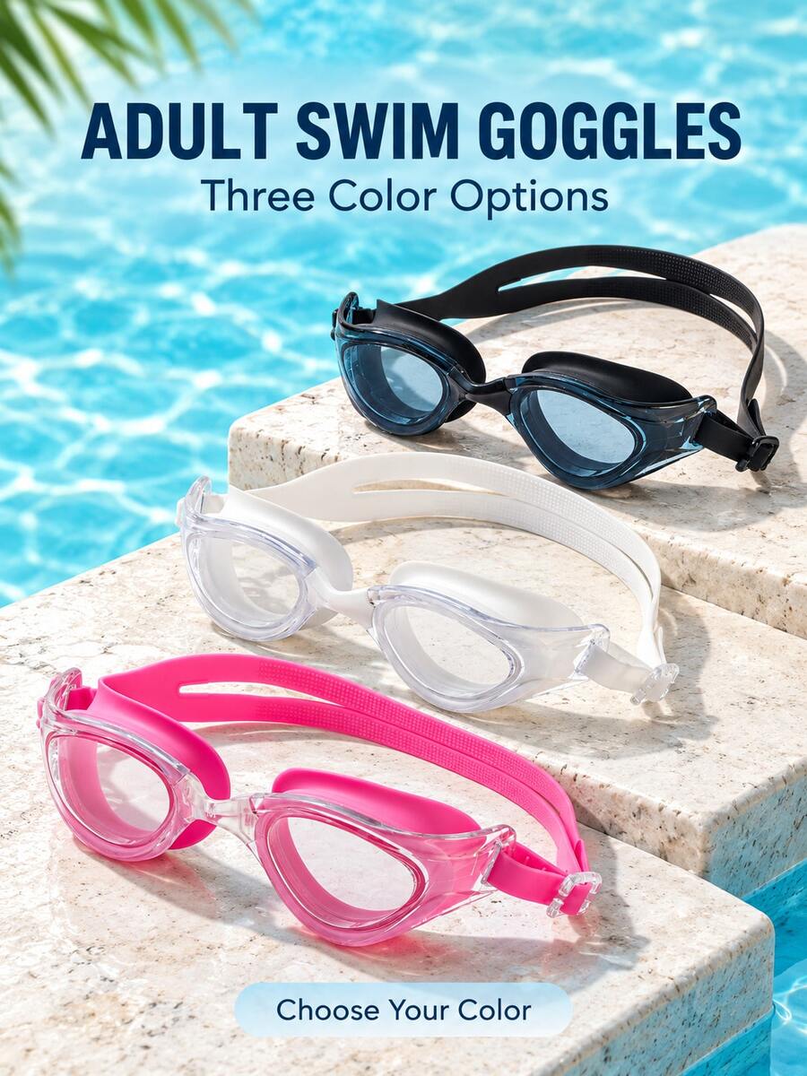 Adult Swimming Goggles, Adjustable Split Strap And Side Buckle Design ...