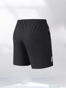 2pcs Men's Black Solid Color Contrast Drawstring Minimalist Casual Knee Length Shorts, Polyester Material Wrinkle-Resistant, Machine Washable No Ironing Needed, Suitable For Commuting And Light Outings; Contrast Drawstring Waistband Is Practical For Adjustable Fit And Adds Texture, Side Invisible Pockets Securely Hold Phone, Keys And Daily Essentials; Contrast Drawstring Waistband Is Practical (Adjustable Fit) And Adds Texture. - Multicolor - View 4