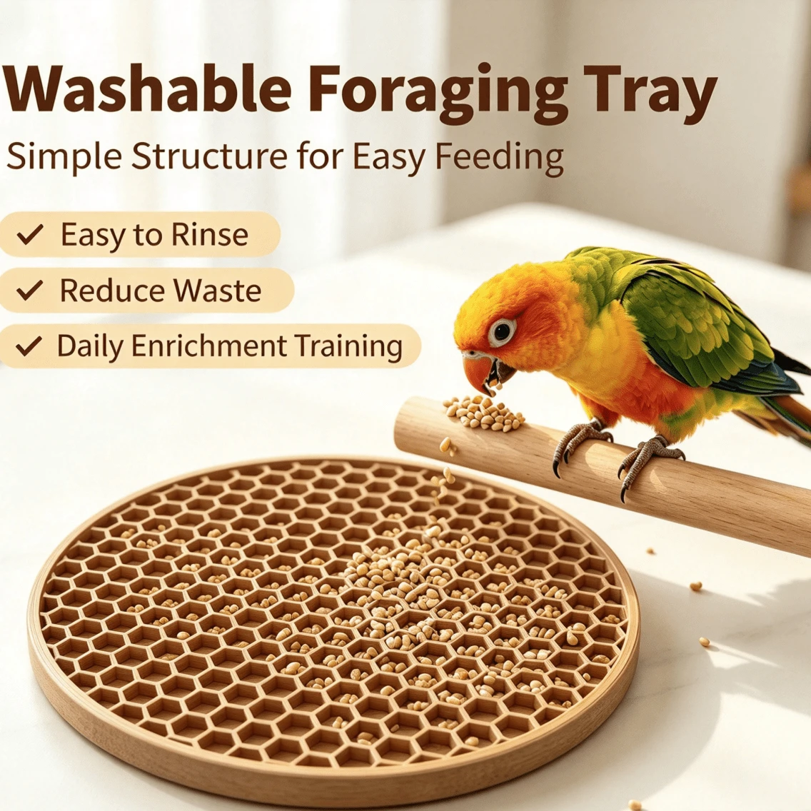 Parrot Foraging Feeding Toy Tiger Cockatiel Budgie Interactive Anti-Spill Food Box Bird Enrichment Training Supplies - 1L - View 1
