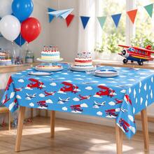 1/3pcs Airplane Party Tablecloth Disposable Plastic Tablecloth Airplane Plastic Tablecloth Helicopter Blue Sky Theme Tablecloth Gift Disposable Tablecloth Birthday Decoration 137x274cm - Multicolor - View 3