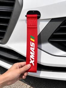 1pc Universal Car Sport Style Tow Strap With Decorative Trim, High-Strength Nylon Webbing, "SPORT" Printed Design, Easy Installation, Suitable For Most Car Front Bumper Grilles, Eye-Catching Appearance Modification Accessory, Black And Red Available - Christmas - View 4
