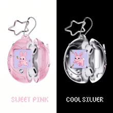 Casing Pelindung Earphone Pods, Kelinci Merah Muda Berbentuk Kisi 3D yang Dapat Berubah Bentuk, Desain Kelinci Bergerak, Kemasan Kotak Hadiah, Dapat Digantung di Ransel, Casing Earphone - View 5
