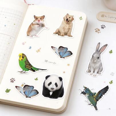 300 piezas de pegatinas realistas de animales del zoológico, paquete de pegatinas de vida silvestre lindas y resistentes al agua de vinilo, pegatinas decorativas autoadhesivas para botella de agua, computadora portátil, equipaje, álbum de recortes, manualidades DIY, suministros para fiestas de niños y adolescentes