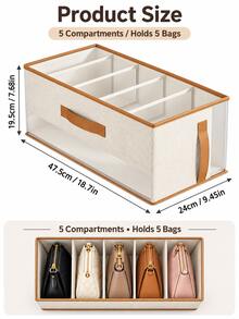 Large Capacity Handbag Organizer Double Handles Foldabl Purse Storage Box For Women Space-Saving Closet Divider Basket Containers For Pants Clothes Bags Wardrobe Cabinets Bin Room Home Bedroom Dor Decor Back To School Essentials Accessories - Multicolor - View 7