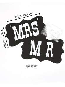 2件組派對紙製拍照道具，旗幟裝飾，創意攝影道具，紙製 MR&MRS 卡片，適用於婚禮派對裝飾、婚禮攝影、新郎新娘、婚禮旗幟 - 彩色 - 查看 4