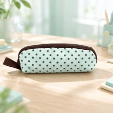 Tempat Pensil Polkadot Cokelat Mint, Gaya Korea Musim Panas, Tempat Pensil Kapasitas Besar - bintik-bintik - View 6