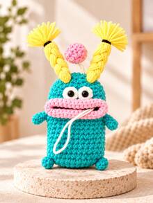 1pc Handmade Crochet Key Pouch, Cute Cartoon Knitted Drawstring Key Cover, Creative Yarn Woven Storage Bag, Suitable For Car Keys, Cosmetics And Small Jewelry, Portable Bag Charm, Car And Daily Use Accessory - Multicolor - View 10