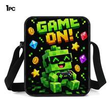Set 3 Buah Gaya Pixel Q-Version Warna Hijau untuk Gamer: Ransel Kapasitas Besar + Tas Selempang + Tempat Pensil, Tali Bahu yang Dapat Diatur dan Bernapas, Set Penyimpanan Harian untuk Penggemar Game Pixel E-Sports - Tas bercetak - View 13