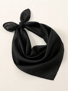 1PC Fashion Novelty Small Handkerchief Headband Denim Effect Solid Color One Size Bohemian Style Lightweight Breathable Suitable Head Scarf All Seasons - Black - View 3