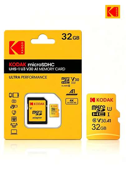 Kodak Classic High-Speed MicroSD Card 32/64/128/256GB With Adapter: Camera-Specific Storage Card With U3 V30 A1 Performance, 95MB/S High-Speed Read, Compatible With Smart Monitoring/Cameras/Dash Cams And More