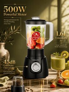 SOKANY Multifunctional Juicer, Blender, Grinder, Meat Grinder, With Grinding Cup, Multifunctional, Stainless Steel Blades, Fast Juicing, Meat Grinding, Juicing, Coffee Grinding, 1.6L Large Capacity, 2-Speed Adjustable, Easy To Clean And Store, Suitable For Home Use. - Black - View 3