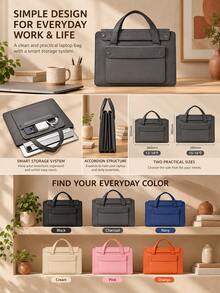 1pcsPU Laptop Bag For MacBook Air 13 Pro 15/16 Inch Notebook Sleeve, Simple Protective Computer Liner Bag For Work Travel Daily Use - Multicolor - View 9