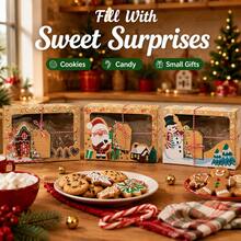 3/6/9/12 Pack Christmas Kraft Gift Boxes With Clear Window, Xmas Decorative Present Boxes With Twine & Blank Hang Tags, Santa Snowman Winter Cabin Pattern Holiday Wrapping Boxes For Xmas Party Decor - View 6