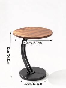 1pc C-Shaped Side Table, Wood Grain Tabletop, Metal Base, Stable Structure, Space Saving, Easy Assembly, Portable Sofa Side Table, Suitable For Living Room, Bedroom, Beside Sofa For Placing Books, Drinks And Snacks - Multiple Specifications - View 10