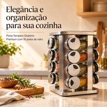 Porta Tempero Condimento de Inox Giratório com 16 Potes - Visão 5