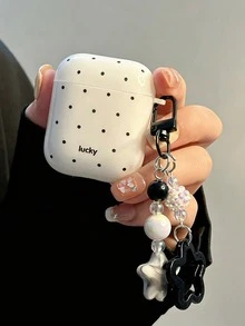 Casing Pelindung Polkadot Keberuntungan dengan Gantungan Kunci Bintang, Cangkang Pelindung TPU, Kompatibel dengan 1/2/3/4/5/Pro/Pro 2/3, Cocok untuk Semua Seri , Casing Earphone yang Sangat Menarik untuk Dibawa Bepergian, Pilihan Hadiah yang Sempurna, Aksesori Fashion - Liontin Polkadot Hitam Keberuntungan - View 3
