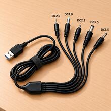 Cable de carga USB a DC de 5 en 1 con punta redonda, adaptador de alimentación universal de 5V para dispositivos con punta redonda DC2.0/DC2.5/DC3.5/DC4.0/DC5.5 - Multicolor - Ver 8