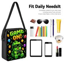 Set 3 Buah Gaya Pixel Q-Version Warna Hijau untuk Gamer: Ransel Kapasitas Besar + Tas Selempang + Tempat Pensil, Tali Bahu yang Dapat Diatur dan Bernapas, Set Penyimpanan Harian untuk Penggemar Game Pixel E-Sports - Tas bercetak - View 3