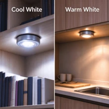 1PC/3pcs/6pcs/10pcs Silver Push Light, 3 LED Wireless Cabinet Night Light, Yellow/White Light Round Push Design, Wall Lamp Suitable For Home Lighting, Hallway Bathroom, Bedroom Kitchen, Cabinet Stairs, Dorm Lighting Gadget (Battery Not Included) - Silver Casing - View 6