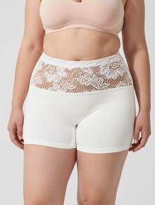 Rosiemei 3pcs/Set Plus Size Women Lace Print Comfortable Breathable Curve-Hugging Shorts, Ideal Gift - Multicolor - View 2