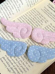1 Pair Polka Dot Angel Wing Hair Clips, Fabric Soft Cute Side Clips, Sweet Girl Bangs & Loose Hair Clips, Atmospheric Hair Accessory, Random Color - Color: Random - View 16