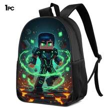 Green Light Armor Pixel Warrior Lava Block Print 3 Pieces Set, Large Capacity Backpack + Crossbody Bag + Pencil Case, Adjustable Breathable Shoulder Straps, Gaming Pixel Style Theme For Daily Commute And Storage - Printed Bag - View 12