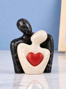 2pcs 8.5cm Mini Couple Sculpture, White Resin Decor Suitable For Bedroom, Romantic Anniversary, Wedding And Valentine's Day Couple Gift - Multicolor - View 7