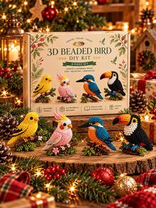 1 Set Fantasy 3D Beaded Mini World DIY Kit, Animal Bird Flamingo Bag And High Heel Shoe Pattern, Mini Figurine Design, Acrylic Beads Handmade Craft Collection, Suitable For Handmade Desktop Decoration, Gifts And Creative Hobbies, Back To School Season, Halloween Gift - Multicolor - View 6