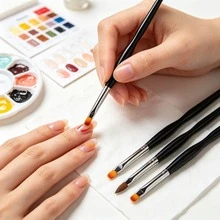 3pcs/Set Professional Thin Waist Nail Art Pens, Dual-Ended Dual-Use Nail Painting Tools, Fine Line Drawing & Hooking Pens For Gel Polish, Multi-Function Nail Art Pen Set, Nail Supplies - Multicolor - View 5