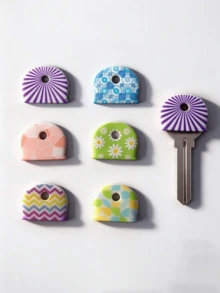 1/6/12pcs Floral Pattern Non-Slip Silicone Key Caps - Durable Non-Slip Key Identifiers, Suitable For Home, Office And Door Keys - Daily Essentials, Perfect For Families And Roommates, Keep Organized, Great Gift Choice - View 1