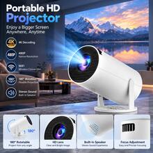 2026 New Flagship Android 14 Projector - Supports 4K Resolution, 5000 Lumens Brightness, 240° Full Angle Projection, Auto Keystone Correction And Auto Focus, WiFi 6 Bluetooth 5.3 Wireless Screen Mirroring, Ultra Quiet ≤26dB Design, Suitable For Home Theater/Gaming (Low Latency)/Education/Office, Creates A Cozy Atmosphere, Ideal Gift Choice, Compatible With 5V 2A/3A Charger (Includes Data Cable, Simple And Intuitive Installation Guide) - White - View 2