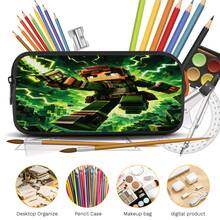 Green Light Lightning Effect Pixel Adventurer Print 3 Pieces Set: Large Capacity Backpack + Crossbody Bag + Pencil Case, Adjustable Breathable Shoulder Straps, Gaming Pixel Style Theme For Daily Commute And Storage - Printed Bag - View 2