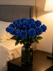 2/1pc Wedding Decoration Rose, Artificial Light Blue Flower And Welcome Sign, For Wedding Ceremony And Reception Decoration - Blue - View 7