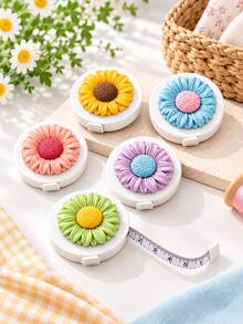Beautiful 3D Sunflower Tape Measure, Macaron Color Floral Soft Tape Measure, 59.06 Inch Automatic Retractable Tape Measure, Sewing & Craft Tape Measure - Sunflower Tape Measure - View 1