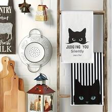 2 Packs Cat Kitchen Towels, Watercolor Black And White Cat Pattern, Printed With "Silently Judging Your Meow" Text, Suitable For Cat Lovers, Farmhouse Style, Can Be Used For Kitchen Dishwashing, Hand Drying, Tea Drying, And Table Drying, Etc. - Black and White - View 6