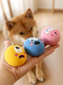 3pcs Dog Toy (Random Color, Random Style), With Attractive Large Eyes, Made Of Durable Rubber, For Biting And Dental Care, Including A Sound Ball, For Interactive Training And Pet Supplies, No Battery - Multicolor - View 5