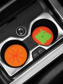 2pcs Apple-Shaped Car Cup Holder Anti-Slip Pads, Leather Material, Heat Resistant And Dirt-Proof, Universal Creative Car Interior Decoration Pads, Car Interior Decor - one-size - View 7