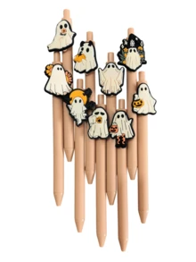 9pcs/Set Halloween DIY Clickable Neutral Pens, Suitable For Stationery, Cartoon Ballpoint Pens, Gifts And More - Multicolor - View 9
