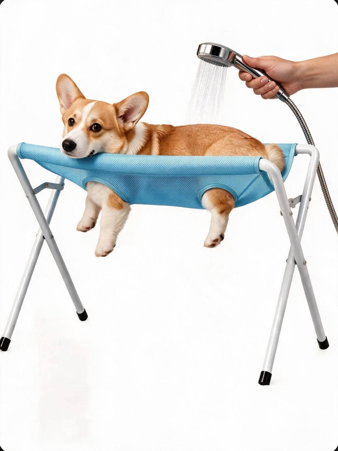 Pet Grooming Hammock With Stand Iron Tube Frame Mesh Bath Support Hanging Harness With Eight Holes, Breathable Mesh,Suitable For Small Dogs And Cats Washing Picking Ears Nail Clipping Home - Multi-color - View 1