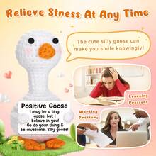 1pc Handmade Cute Positive Energy Goose Decoration, Comes With Positive Energy Card, Suitable As Gift For Valentine's Day, Christmas And Birthday, Providing Emotional Encouragement And Positive Support, Also Available In Penguin, Shark, Duck And Cat Designs - Multicolor - View 8