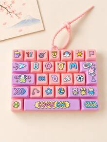 26-Key Minimalist Cartoon Stress-Relief Keyboard Toy, Fidget Keychain, Creative Tactile Click Toy, Satisfying Click Sensation, Portable Stress-Relief Button Toy, Bag Charm, Fun Gift, Clickable Stress Toy, Party Favor, Stress-Relief Desk Decoration - Multicolor - View 14