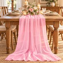 3Pcs Light Pink Cheesecloth Table Runner, Sheer Gauze Draping Fabric, Lightweight Boho Rustic Table Runner For Wedding Arch, Banquet Table, Bridal Shower, Baby Shower, Birthday Party, Wedding Reception, Photography Backdrop, Chair Decor & Home Decor - Multicolor - View 1