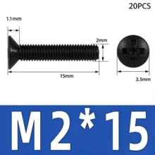 20Pcs Black M2 Plastic Nylon Countersunk Screws, Insulated Flat Head Metric Bolts For Electrical Circuit Projects - A - View 10