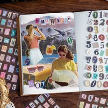 6pcs Vintage Letter & Number Stickers, Suitable For Scrapbooking, Diary Decoration, DIY Photo Album Crafts , Back To School Gifts - Multicolor - View 7