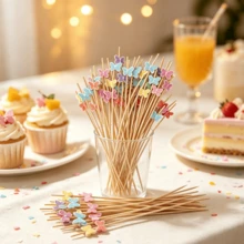 Multi-Color Butterfly Shaped Long Toothpicks, Fruit Picks, Cocktail Decoration Picks, Fresh And Cute, Suitable For Party Platters, Dessert Garnishing, Adding Color To Birthdays, Weddings, Parties, Christmas And More - Multicolor - View 8